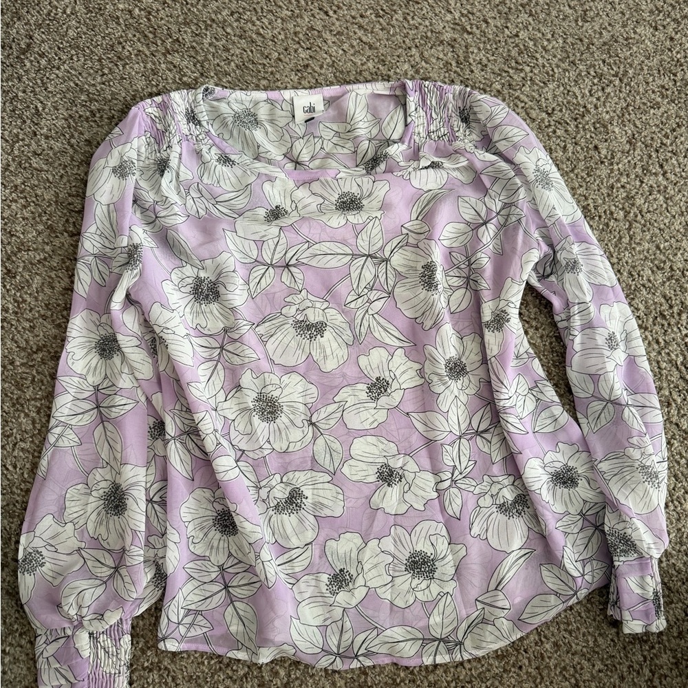 CAbi Lilac Floral Long Sleeve Top